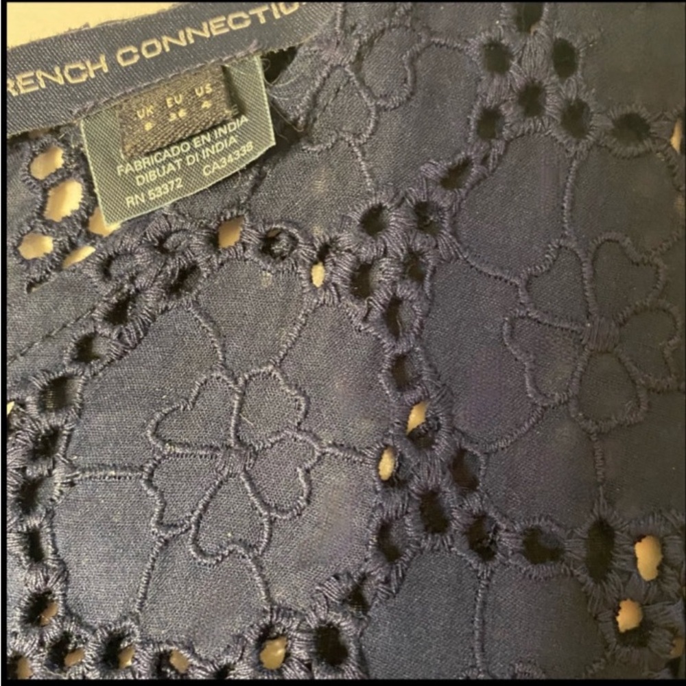 FRENCH CONNECTION NAVY Eyelet Embroidered Dress 4 - Picture 4 of 7